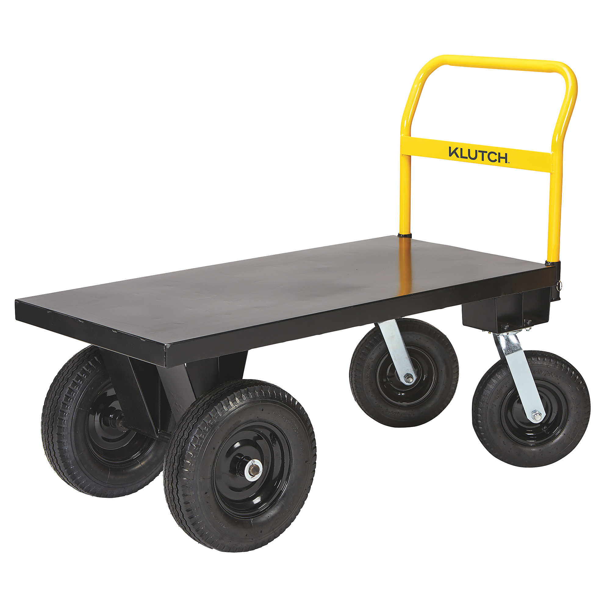 Klutch All-Terrain Platform Truck, 2500-Lb. Capacity, 53in.L x 24in.W x 41in.H, 16in./12in. Wheels